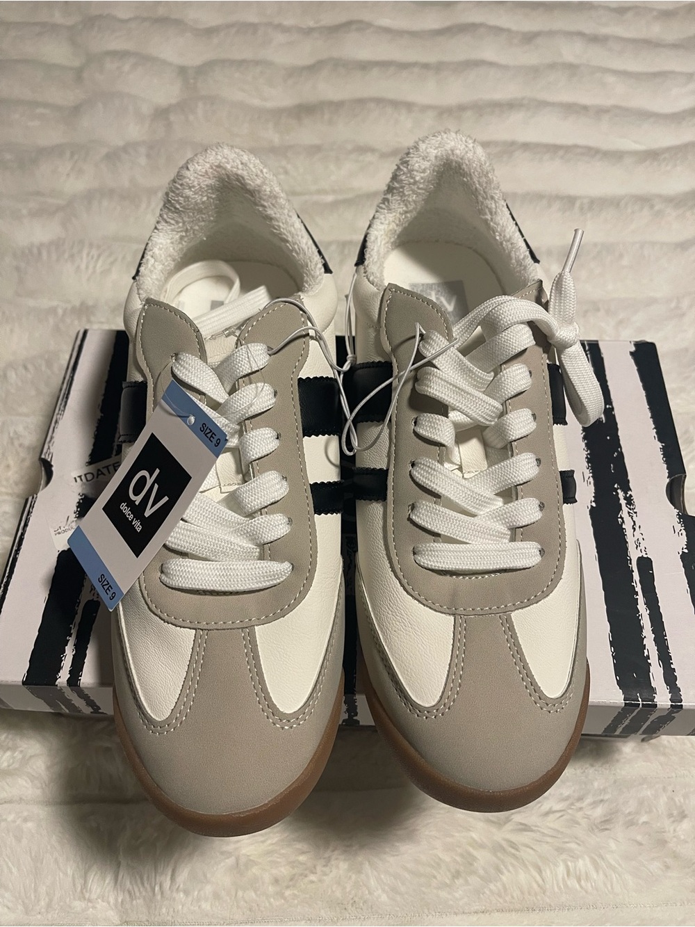 DV by Dolce Vita White & Gray Lace-Up Sneakers